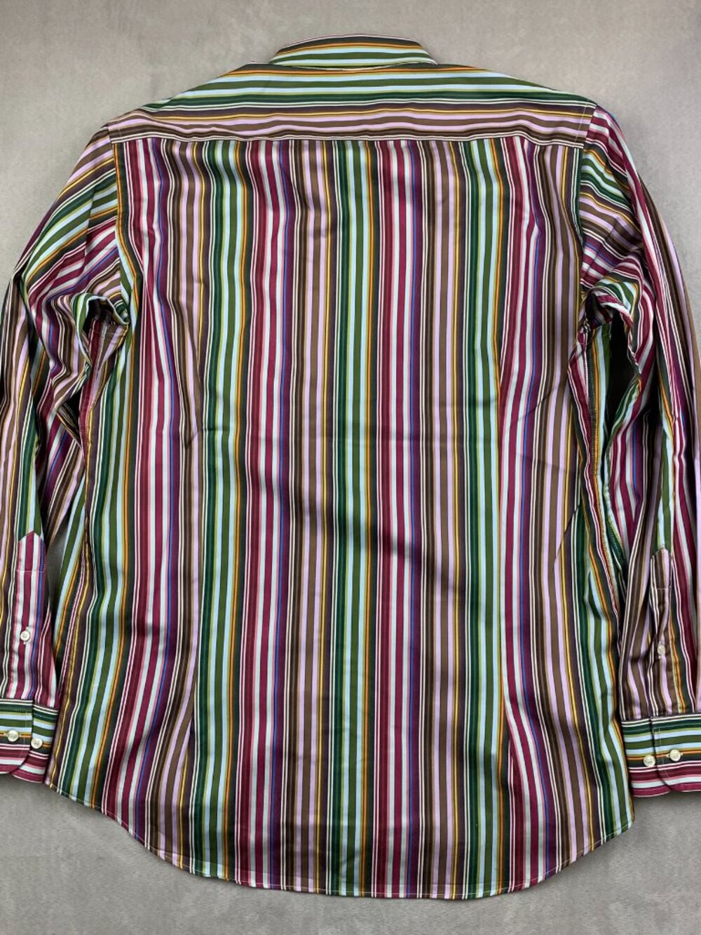 Etro Mens Shirt 42 Multicolor Vertical Striped Button Up Long Sleeve Italy - Picture 7 of 7